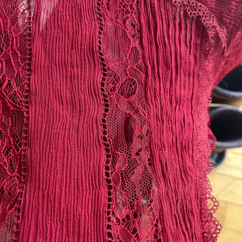 Alice + Olivia Burgundy Lace Blouse - Picture 7 of 7